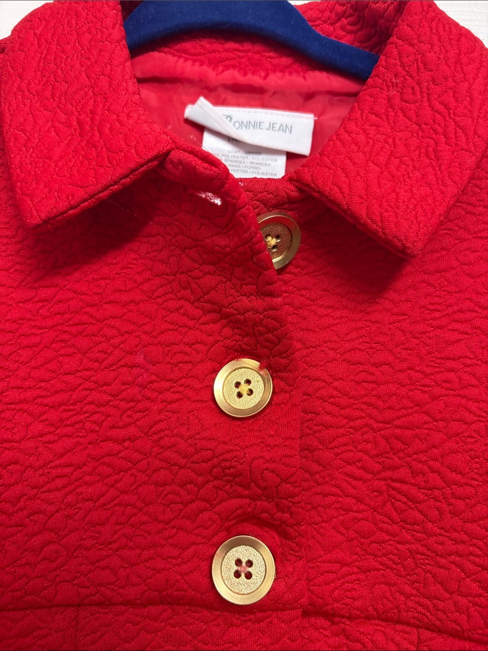 Bonnie Jean Girls' Red Textured Coat - Picture 2 of 4